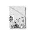 thumbnail image 2 of Floral Soft Flannel Fleece Blanket, Doodle Style Circular Swirled Flower Petals Butterfly Leaves Curved Branches Design, Cozy Plush for Indoor and Outdoor Use, 50" x 60", Black White, by Ambesonne, 2 of 6