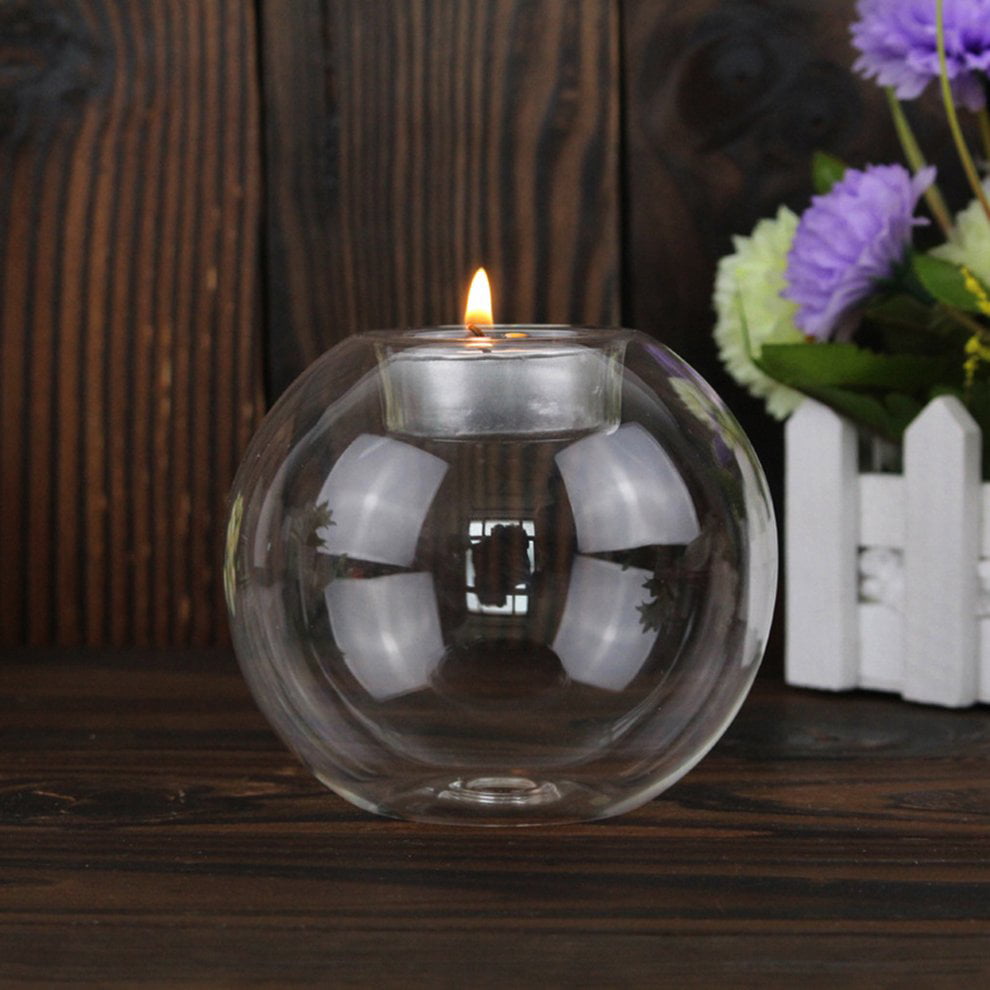 Set of Glass Tea Candle Holders Round Tea Light Holder Wedding Tealight 8cm~ 