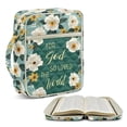thumbnail image 2 of Pzuqiu White Flower Women Bible Cover with Handle & Zippered Pocket Bible Cases for Woman Qulited Durable Book Case for Standard Size Bibles Book Carrying Case Bibles Protector, 2 of 7