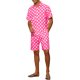 thumbnail image 4 of Conjunto hawaiano de puntos para hombres, camiseta de manga corta de verano, 2 piezas, color rosa, 4 of 5