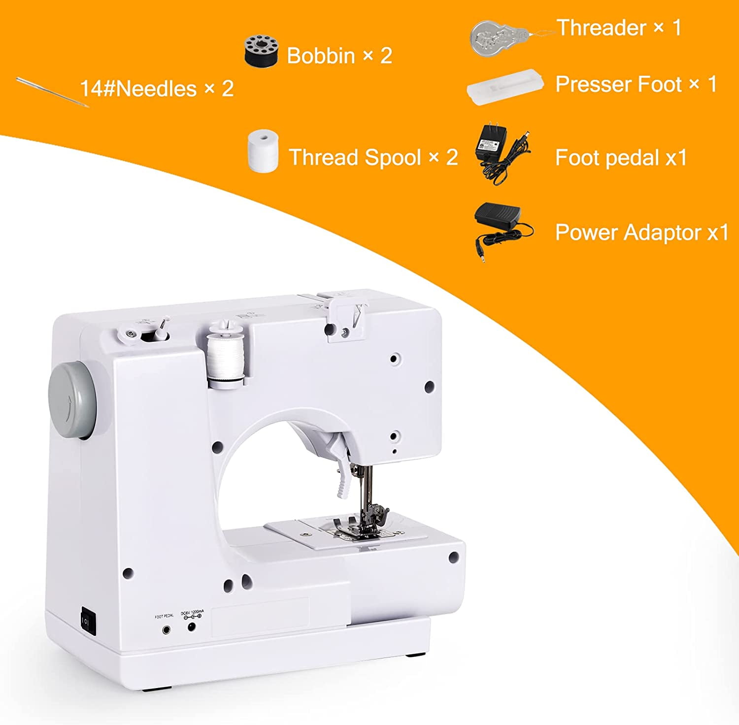 Mini Portable Sewing Machine Household Kids Sewing Machine with 12 Built-in Stitches, Foot Pedal, Gray
