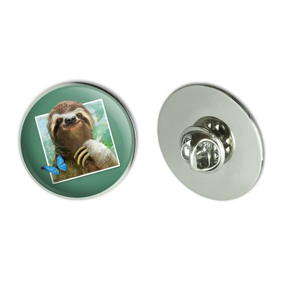 Sloth Selfie Picture Metal 1.1" Tie Tack Hat Lapel Pin Pinback
