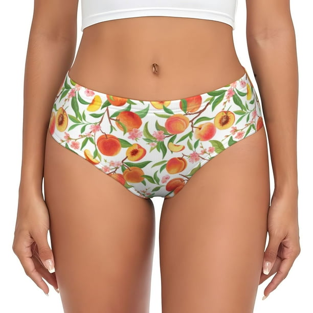 Fotbe Fruits Peach2 Calzones Estampados para Mujer – Ropa Interior de Algodón, Cómoda, Suave y Elástica-X-Small
