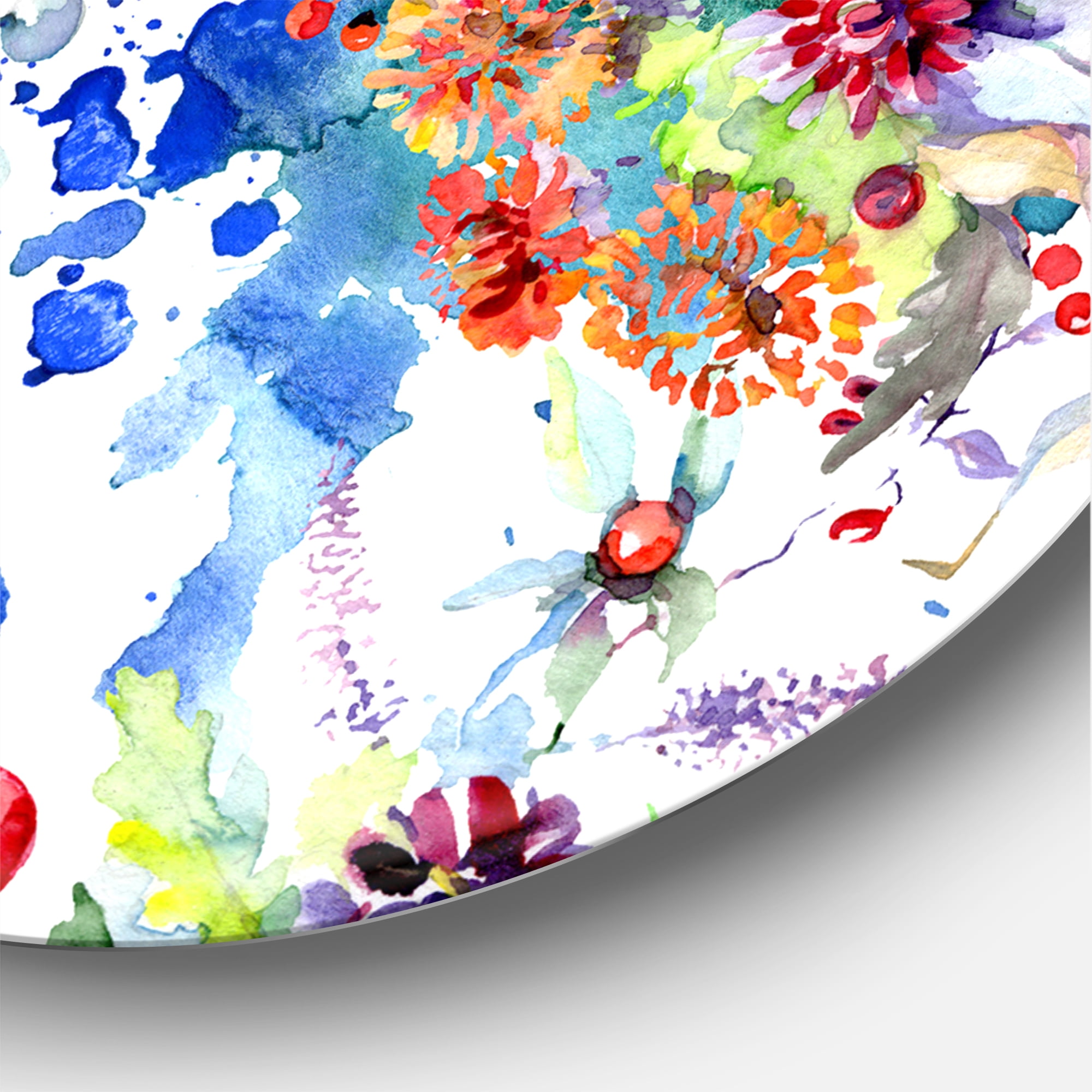 Designart 'Wildflowers and Vibrant Wild Spring Leaves IX' Modern Circle Metal Wall Art 36x36 - Disc of 36