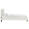 thumbnail image 3 of Platform Bed Frame, Tufted, King, White, Velvet, Mid Century Bedroom, Modern Contemporary Boutique HB35636, 3 of 8