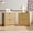 Nature Oak, variant on FURNIWAY Black Set of 2 Fluted Nightstands 2 Drawers Modern Bedside Tables Golden Handles for Bedroom Living Room