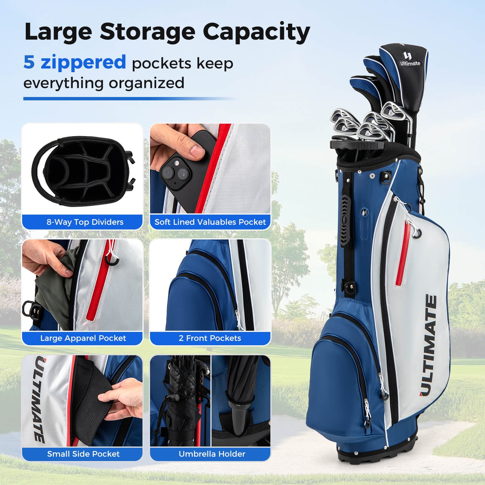 Beginner's Men's Complete Golf Clubs Package Set, 10-Piece