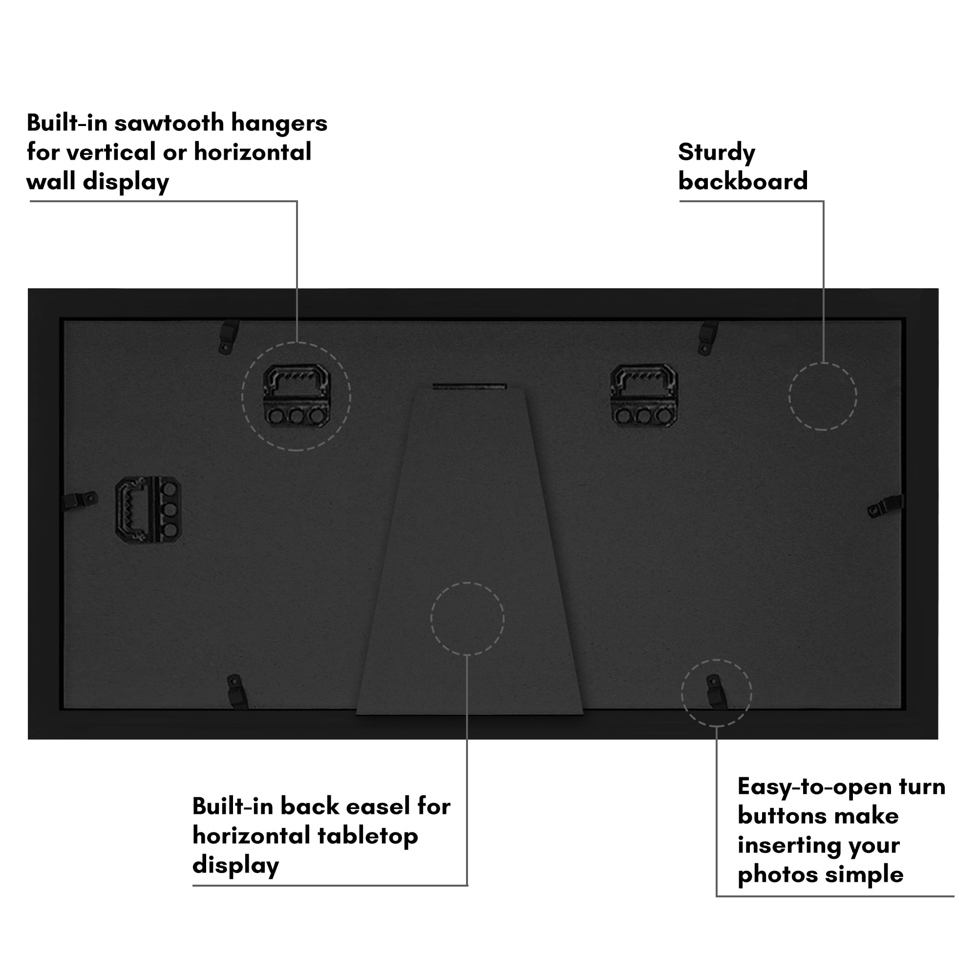 Americanflat 4x6 Double Picture Frame with Shatter-Resistant Glass Fits 2 use as One 6x14 Frame Signature - Black