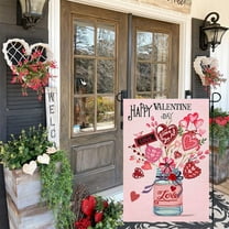 Valentine’s Day Hearts Garden Flag Welcome Decoration, Red-Pink Heart Love,Yard Porch Decoration Double-sided Outdoor Love-Heart House Flag,12 x 18 inch Wedding Galentine’s Day Spring Backyard Banner