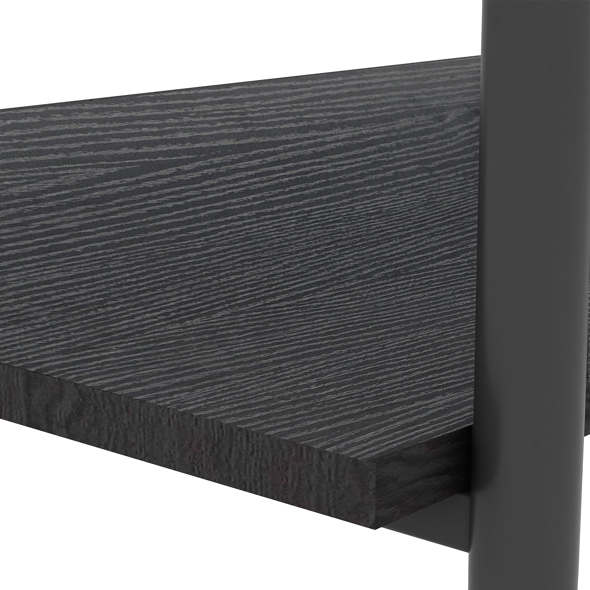 MAYEERTY Rectangle Coffee Table with Gray Tempered Glass Top and Black Legs