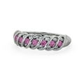 thumbnail image 2 of 0.60 Ct Round Shape Pink Sapphire Real Diamond Stunning Half Eternity Band for Ladies 14K White Gold Size 4.5, 2 of 7