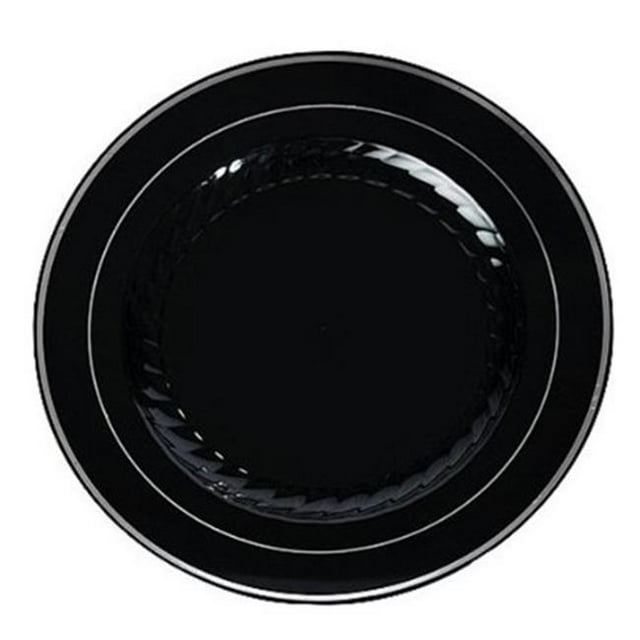 Fineline Settings 510-BKS Black & Silver Round Buffet Plate