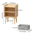 thumbnail image 4 of Night Stand with Collapsible Fabric Drawer, Bedside Furniture End Table with 2-Tier Open Storage Shelf, Small Standing Organizer with Solid Wood Legs for Bedroom, Office, Living Room, Oak, 4 of 9
