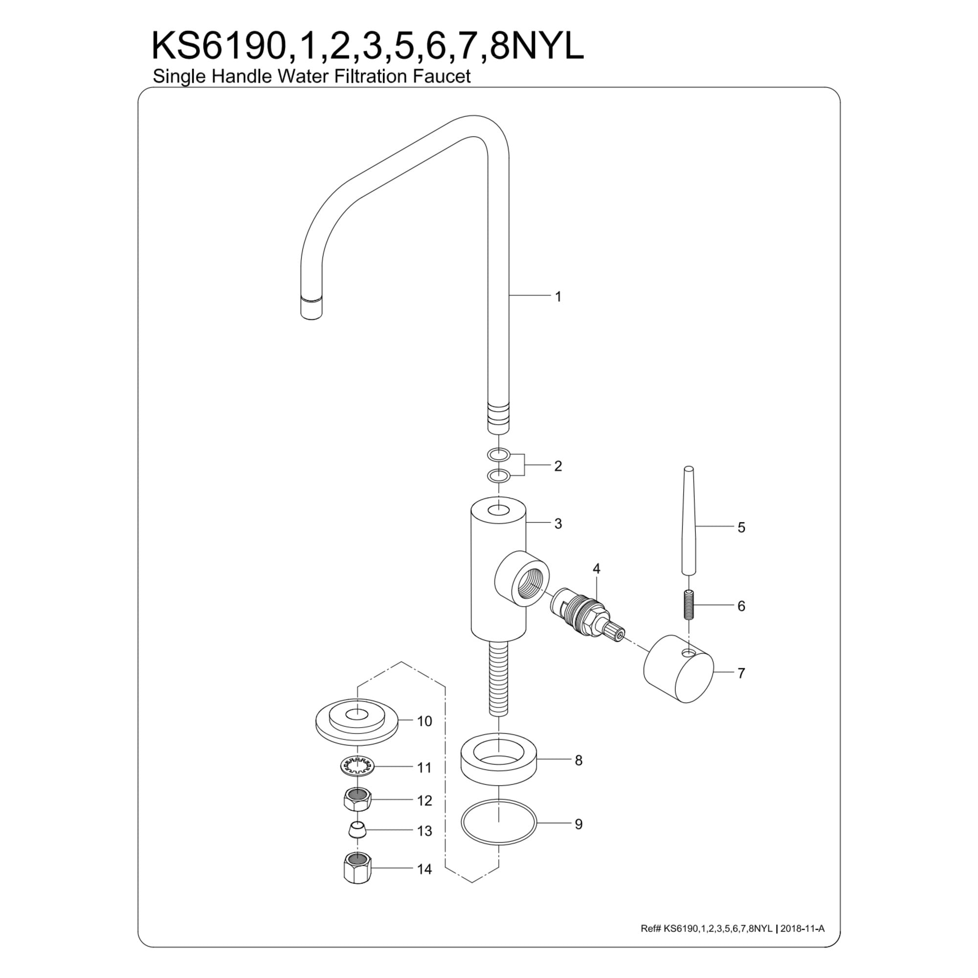 Kingston Brass KS6191NYL New York Single-Handle 1-Hole Deck Mount Water Filtration Faucet in Polished Chrome