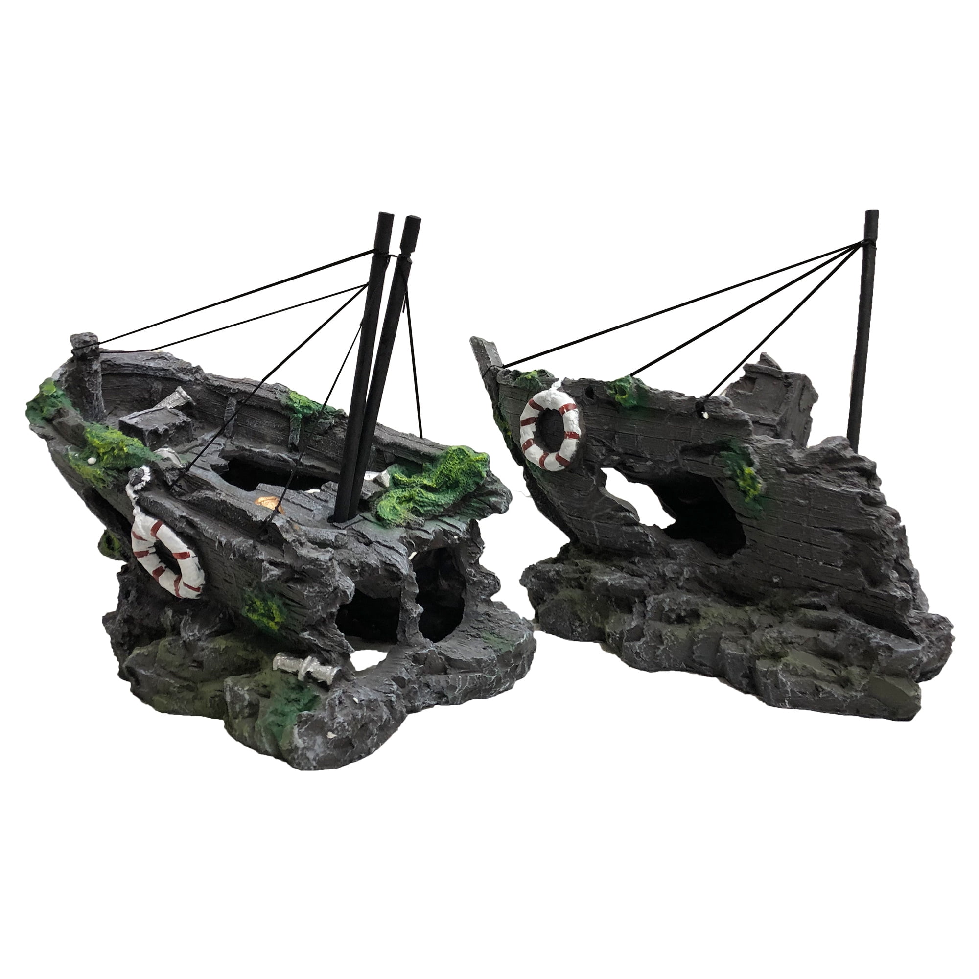 R&J Enterprises Huge Fish Tank Decor 31 inch Long 2-Piece Ship. Large Aquarium Decor for Your Fish Tank. 55 Gallon Fish Tank to 150 Gallon Aquarium. Aquarium Wood Ship for Aquarium Tank.