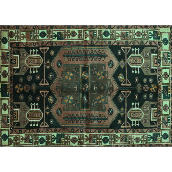 Ahgly Company Machine Washable Indoor Rectangle Persian Turquoise Blue Traditional Area Rugs, 5' x 7'