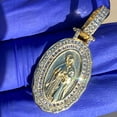thumbnail image 4 of 14K Gold Plated On 925 Silver Holy Virgin Mary La Virgen Guadalupe Oval Pendant 1.25", 4 of 5
