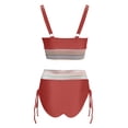 thumbnail image 6 of High Waisted Bikini Sets for Women Tummy Control Swimsuit Color Block Full Coverage Push up Sexy 2 Piece Bathing Suit Watermelon Red XL, 6 of 6
