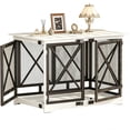 thumbnail image 6 of 48 Inch Wooden Dog Crate Furniture, Double Door Anti-Chew Indoor Kennel ,Dog Side Table White, 6 of 11