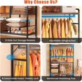 thumbnail image 4 of Flycity Heavy Duty Clothes Garment Rack with Drawers, Adjustable Free Standing Closet Ironwood Clothing Storage Shelves Rack for Hanging Clothes, Easy to Assemble & Sturdy with Wheels and Hooks, 4 of 7