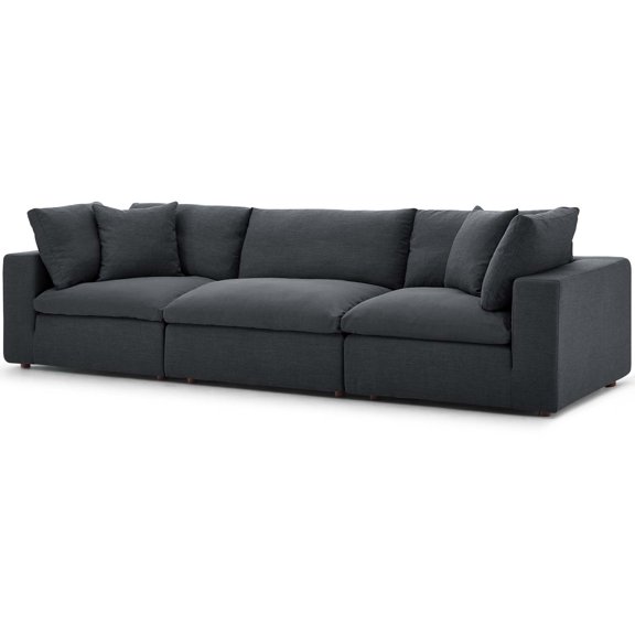 Modern Contemporary Urban Design Living Room Lounge Club Lobby Sofa Set, Fabric, Grey Gray