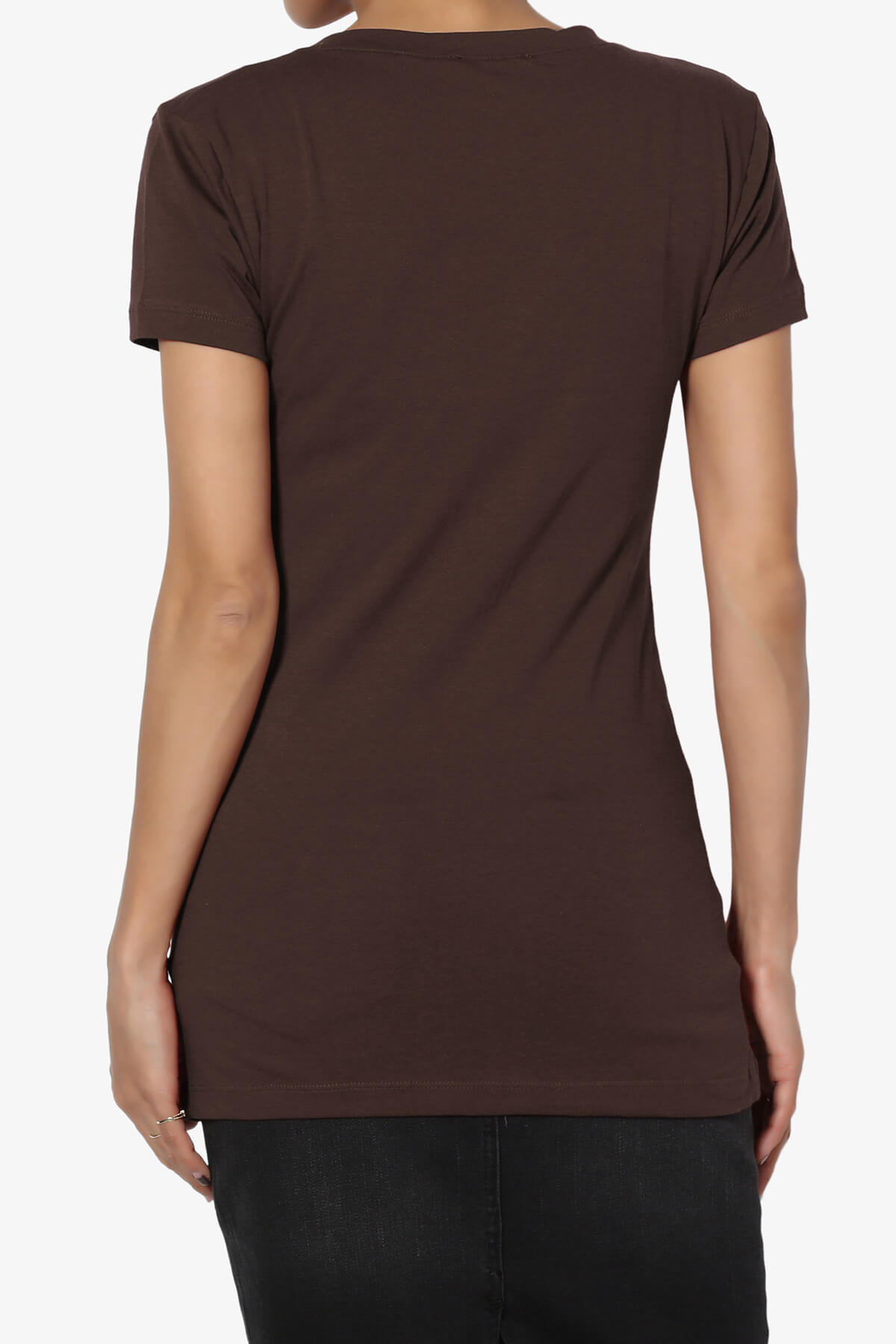 Women's Basic V Neck Short Sleeve T-Shirts Plain Stretch Cotton Spandex Top Tee - image 2 of 6