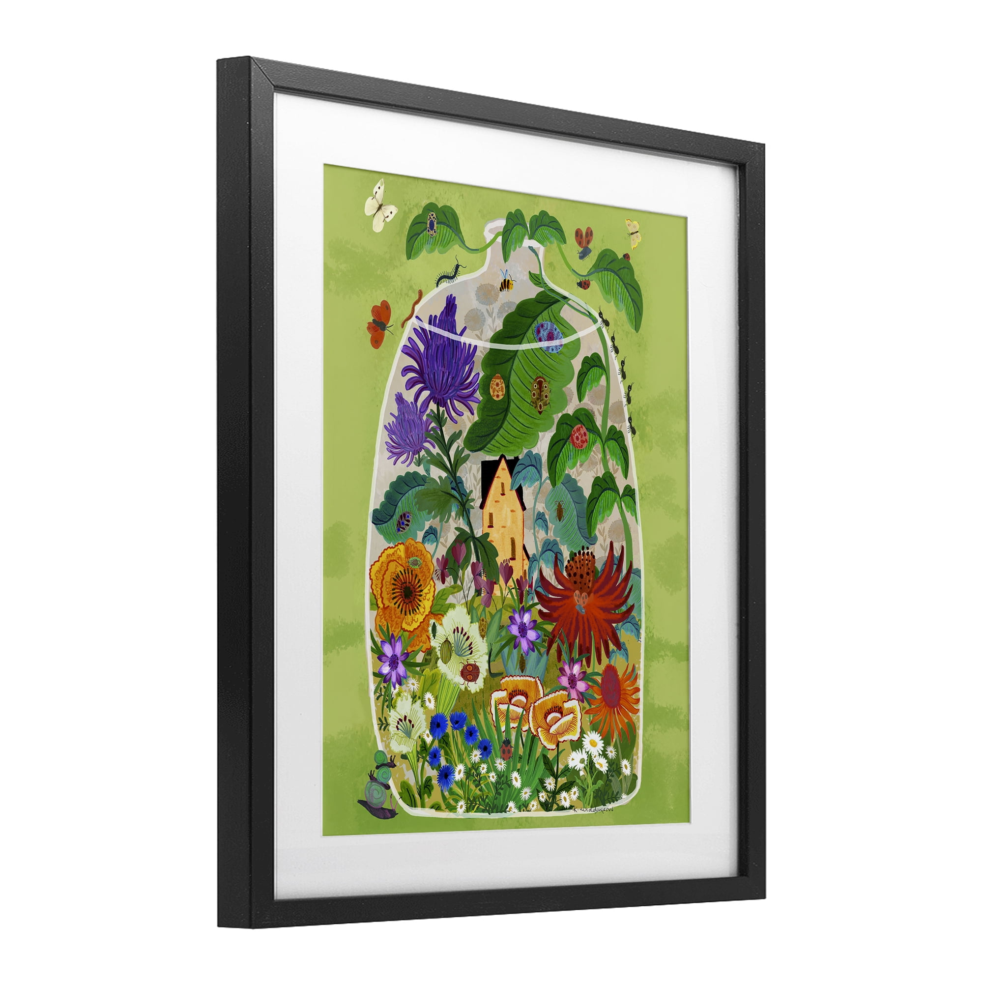 Stupell Industries Terrarium Bug Garden Black Framed Print Under Glass, design by Kay Widdowson