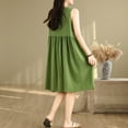 thumbnail image 6 of Hot Days, Bold Styles SMihono Women's Cotton Linen Midi Dress Sleeveless Buttons V Neck Summer Beach Sundress Casual Loose Pleated Tank Dress Green L, 6 of 9