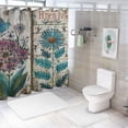 thumbnail image 7 of Orinice Flowers Birds Wooden Panel Bathroom Decor Set, Colorful Luxurious Graphic Print Polyester Fabric Fashion Shower Curtain Set with Hooks, Home Bathtubs Curtain Decorations 60x72, 7 of 7