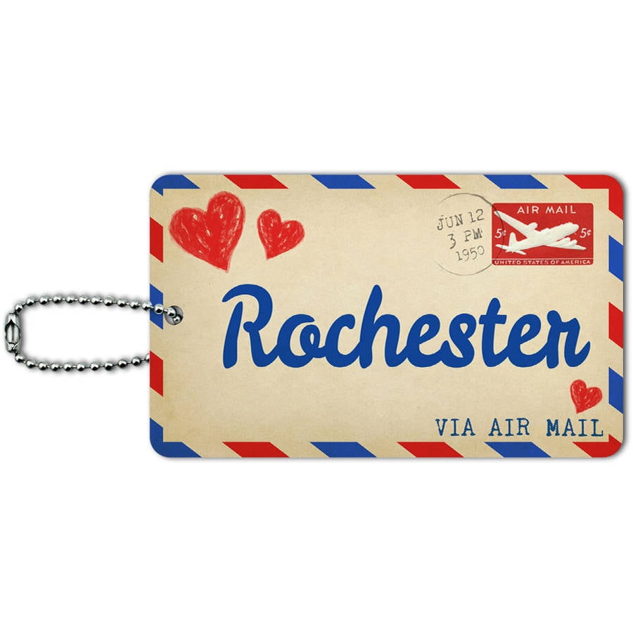 Air Mail Postcard Love for Rochester ID Tag Luggage Card for Suitcase