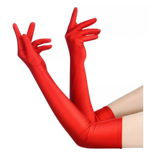 Guantes Largos Satin Elegantes Accesorio Disfraz Para Mujer