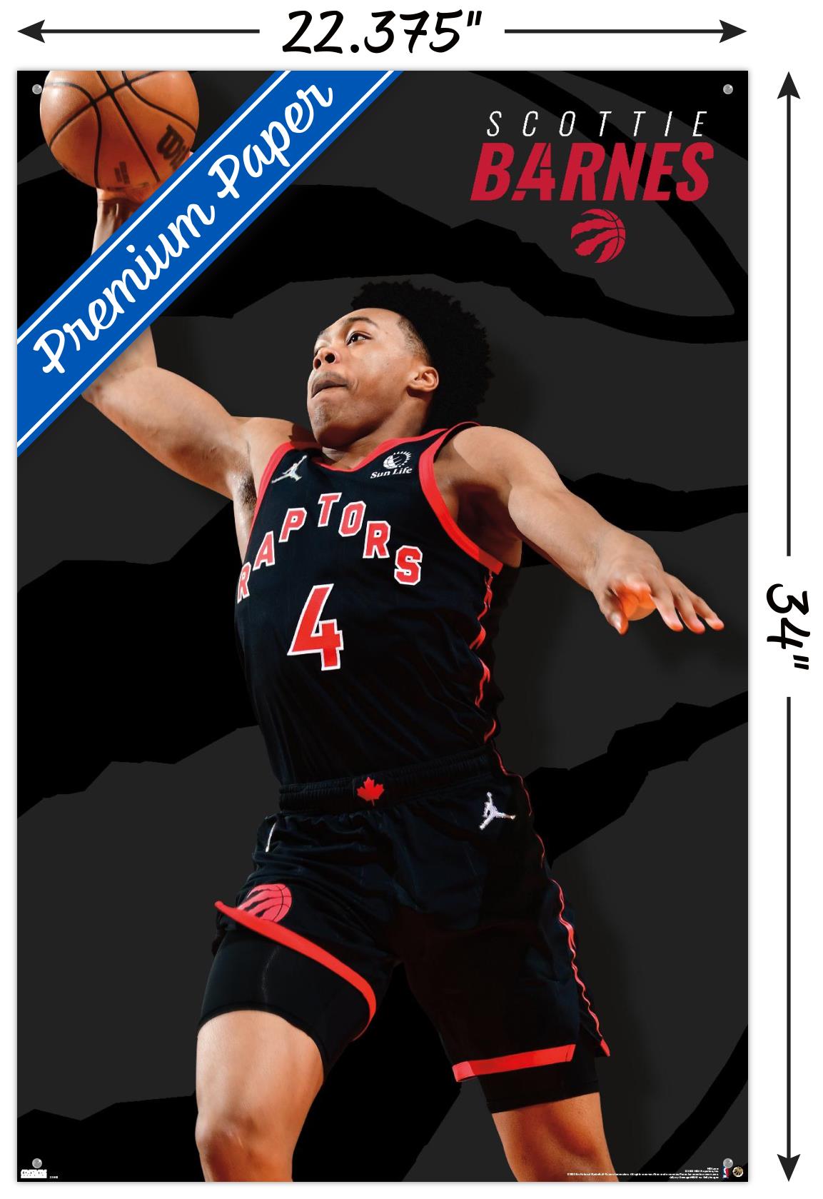 NBA Toronto Raptors - Scottie Barnes 22 Wall Poster with Pushpins, 22.375" x 34"