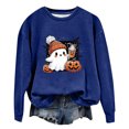 thumbnail image 4 of XAOFW Girls Halloween Sweatshirt Pumpkin Ghost Print Long Sleeve Crewneck Sweatshirts Autumn Winter Cozy Graphic Pullover For Toddler Kids Breathable Top 5-6 Years, 4 of 4