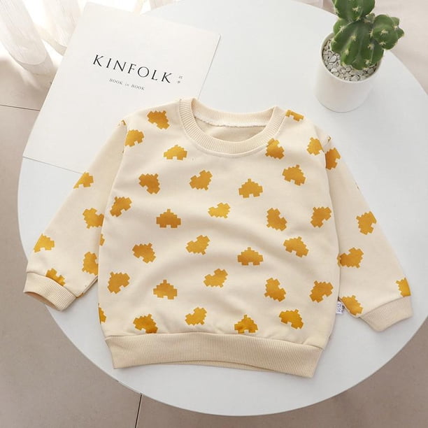 Suéter para niños pequeños, nueva camiseta de manga larga para niños y niñas, camisa de fondo para niños de otoño e invierno, ropa de bebé infantil 3T Gao Jinjia LED