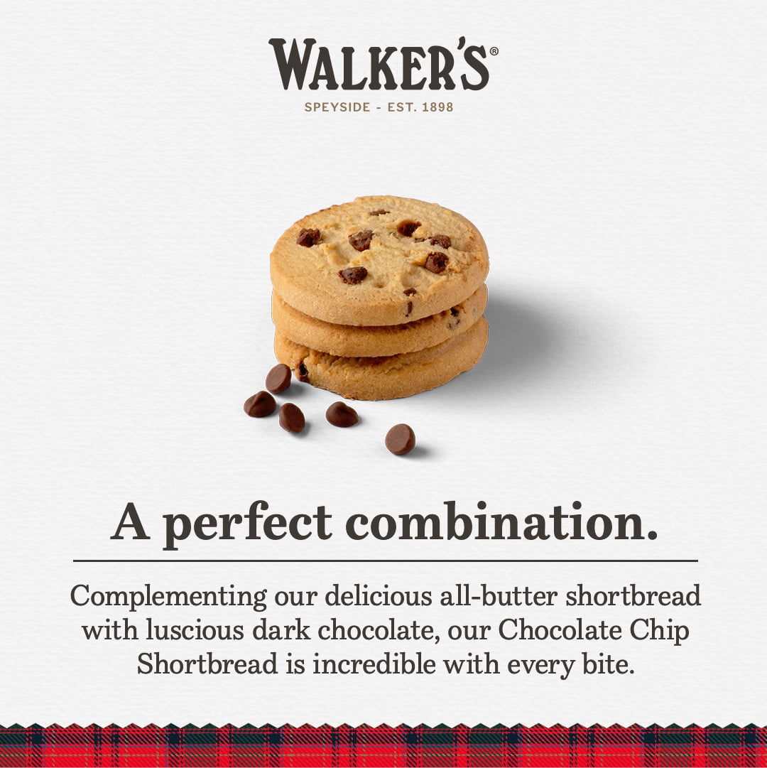 Walker’s Shortbread Chocolate Chip Shortbread Cookies, Kosher, 2 Count (20 Pack)