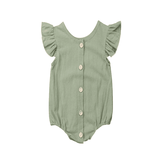 xiaxaixu Baby Girl Ruffled Flying Sleeve Bodysuit Solid Color Button Romper