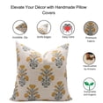 thumbnail image 3 of Fabdivine Block Print Throw Pillow Cover, 18x18 Inch Thick Linen Vintage Cushion Cover, Floral Print Boho Design Mustard Pillow Cover for Sofa and Couch, 3 of 5