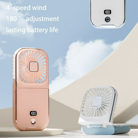 

Portable Neck Fan Handheld Mini Fan Foldable Mini Quiet USB Rechargeable Fan with Adjustable Lanyard and Bracket Pink