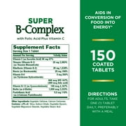 Nature's Bounty Super B Complex with Folic Acid plus Vitamin C Vitamin Supplement Tablets, 150 Count