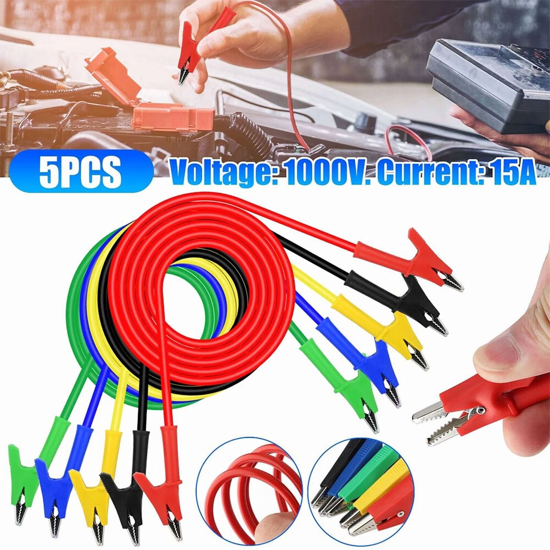 CIRCLE- 5Pcs Alligator Clips Electrical Test Leads Set 30V 15A Jumper Wires Cables Set