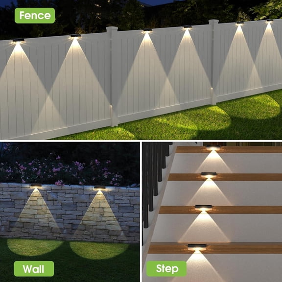 OPVM-Solar Fence Lights Outdoor 16 Pack, Solar Step LED Lights Waterproof for Outdoor Stairs, Fence, Yard, Patio, Pool and Pathway(Warm White)