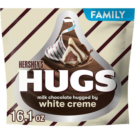 Hershey's Hugs Milk Chocolate and White Creme Candy, Family Pack 16.1 oz