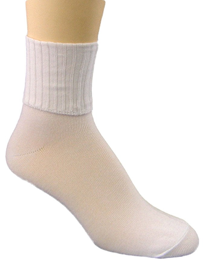 Peds Women's Turn Cuff Sock 4 Pair Value Pack White, Womens Size 5-10 ...
