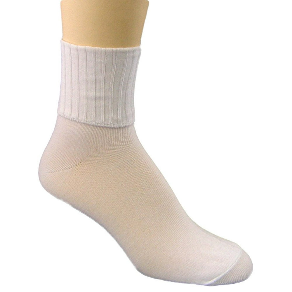 PEDS Peds Women's Turn Cuff Sock 4 Pair Value Pack White, Womens Size