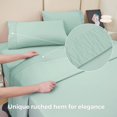 thumbnail image 2 of czcpp-Green Full Sheets, Luxury Hotel Cozy Queen Draps Sheets with Ruched Hem, Soft Microfiber Cooling Summer Sheets, 2 of 4