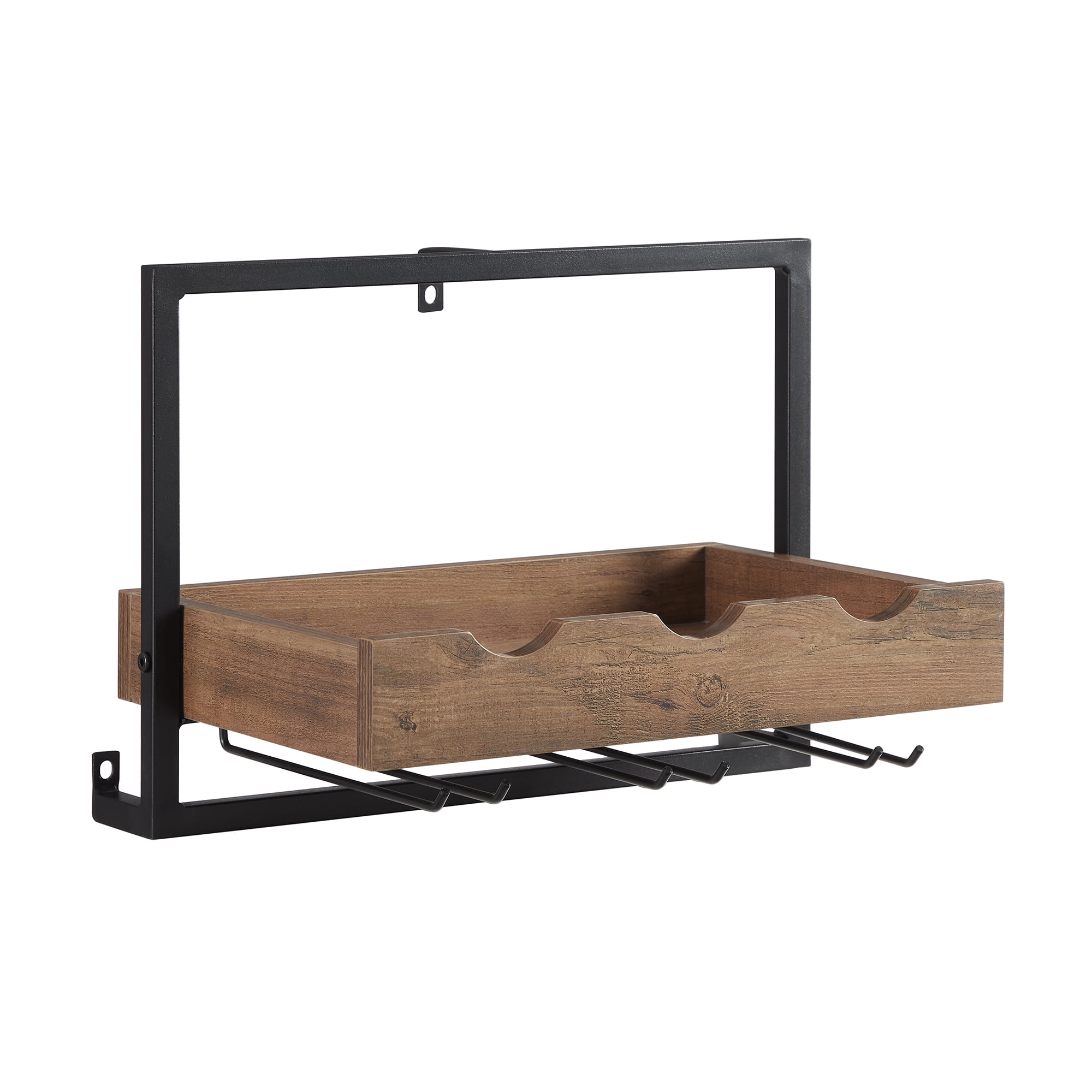 Manor Park Modern Industrial Wall Mounted Bar Storage, Reclaimed Barnwood