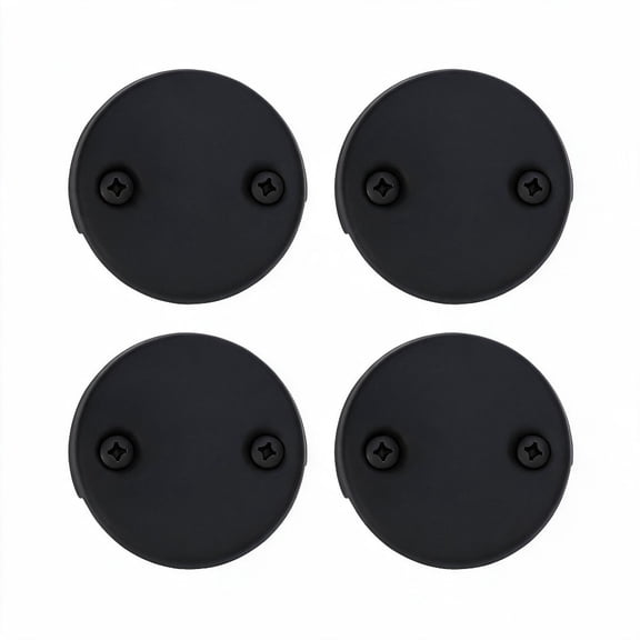 4Pcs Universal Bathtub Overflow Drain Face Plate 2 Hole Tub Overflow Drain Plate Matching Screws(Matte Black)