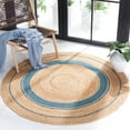 thumbnail image 2 of SAFAVIEH Natural Fiber Konnor Striped Area Rug, Navy/Natural, 6' x 6' Round, 2 of 7