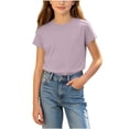 thumbnail image 2 of Amidoa Girls Short Sleeve Graphic Cute Cotton T-Shirts Kids Summer Tops Casual Soft Crewneck Tees Black Size 3T, 2 of 6