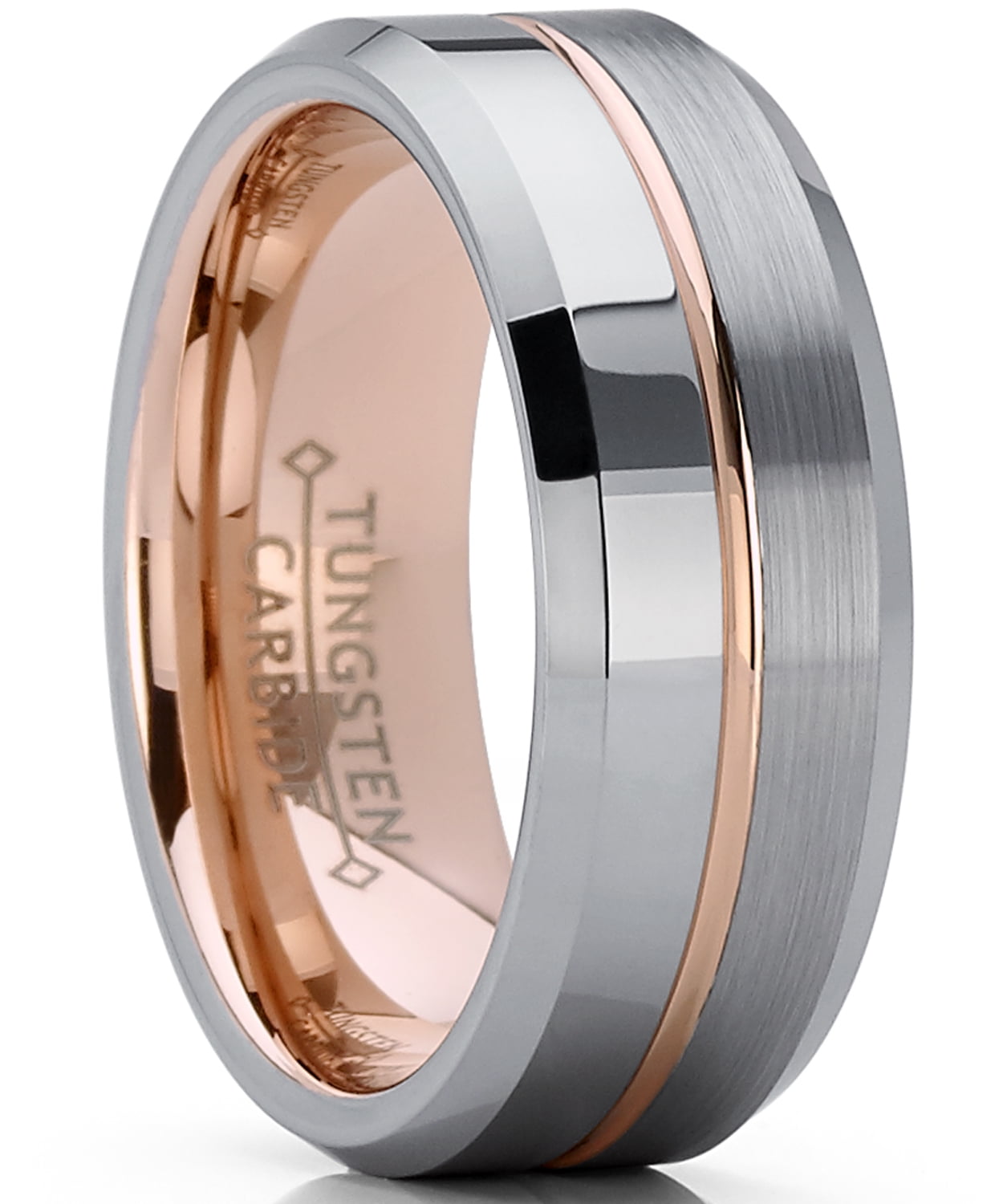 Half Tungsten Carbide Wedding Band Ring Black Mens Jewelry Size 7-13